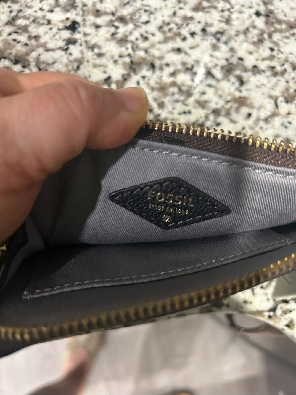 NWT Fossil Colorblock Leather Wristlet in Brown, White, Gray, Tan
